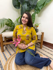 Mustard flower short kurti