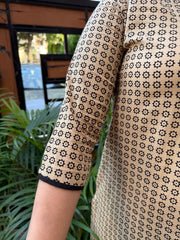 Beige black star geometric printed kurta