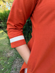 Rust Kantha Solid kurta