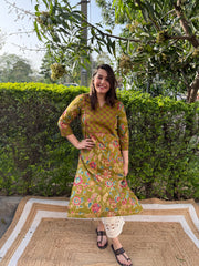 Lime green yoke kurta