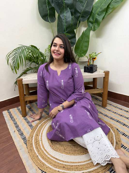 Lavender big ambi aline kurta