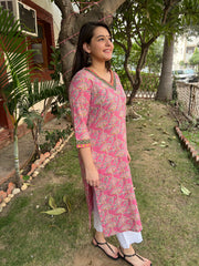 Pink floral kurta