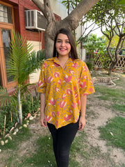 Mustard Floral Top - MYSANSKRITAM