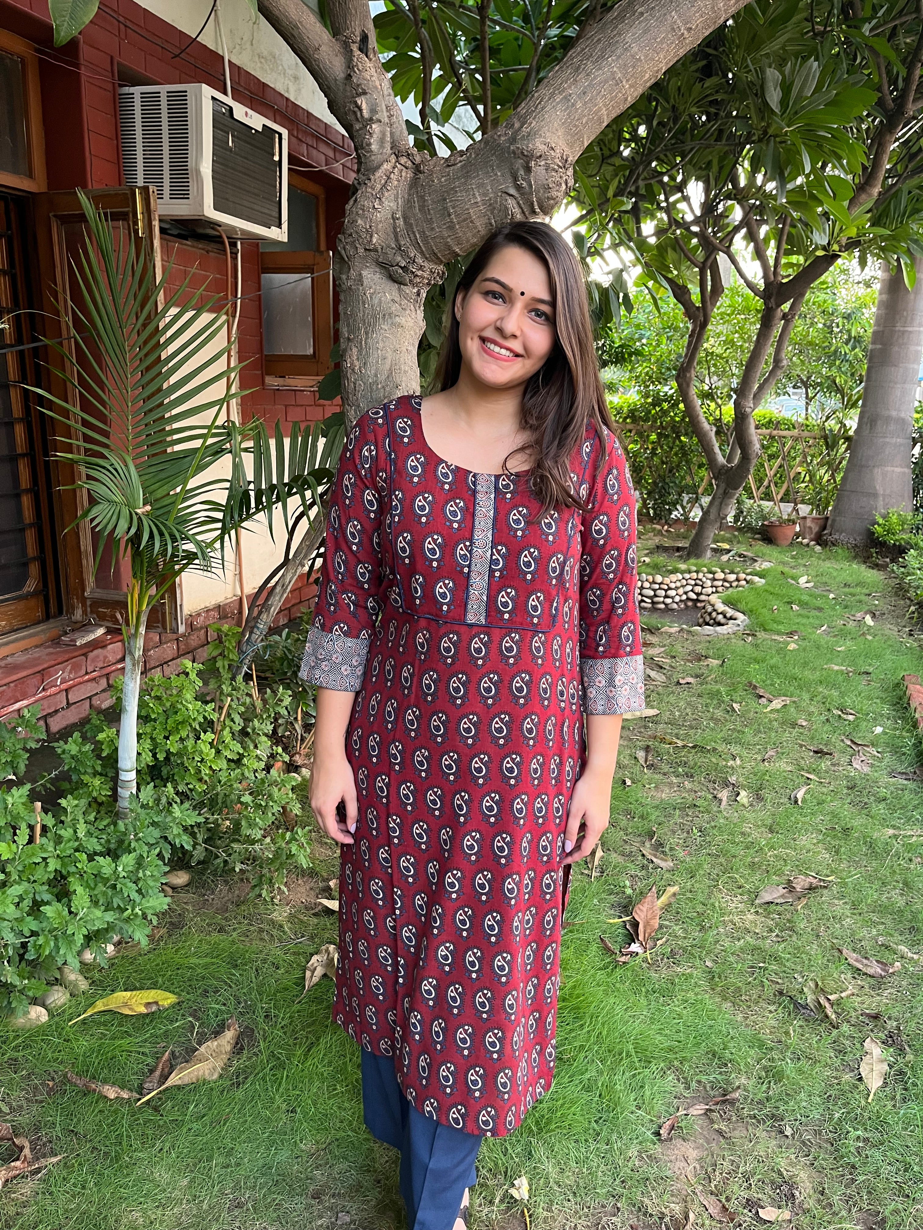 Dark Maroon Ambi kurta - MYSANSKRITAM