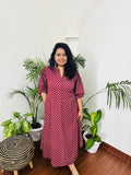 Maroon buti dress with pockets - MYSANSKRITAM