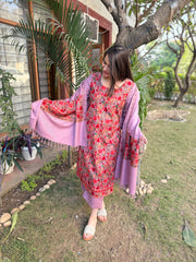 Onion embroidered Woollen full suit set