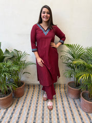 Maroon solid full suit set  with designer dupatta