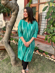 Sea green ikkat Kali kurta