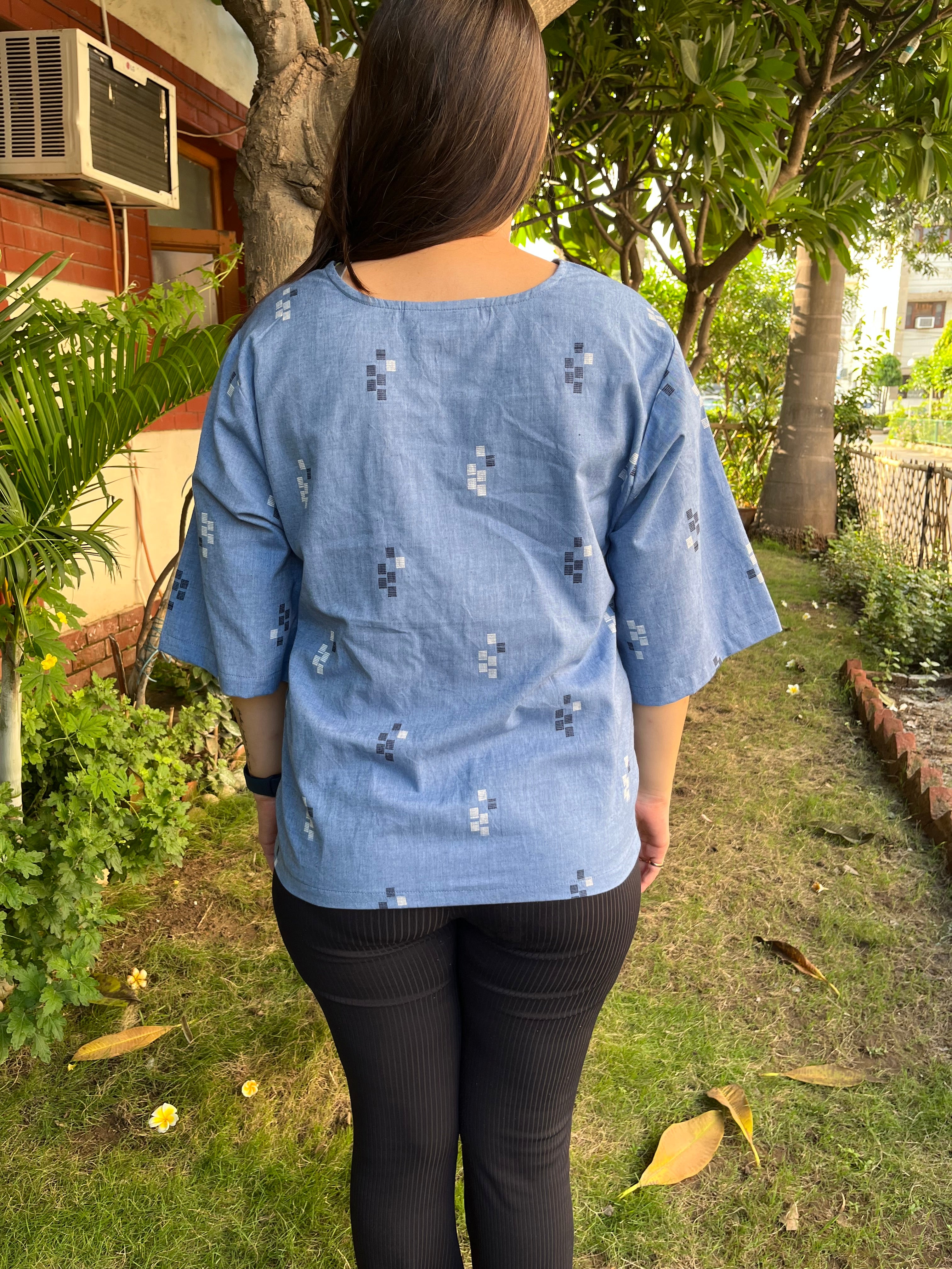 Blue South Cotton Top - MYSANSKRITAM