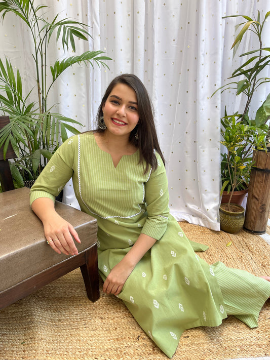 Pista Green Yoke kurta - MYSANSKRITAM