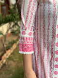 Pink Chikan Handblock printed full suit set - MYSANSKRITAM