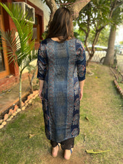 Indigo designer panel Modal silk kurta