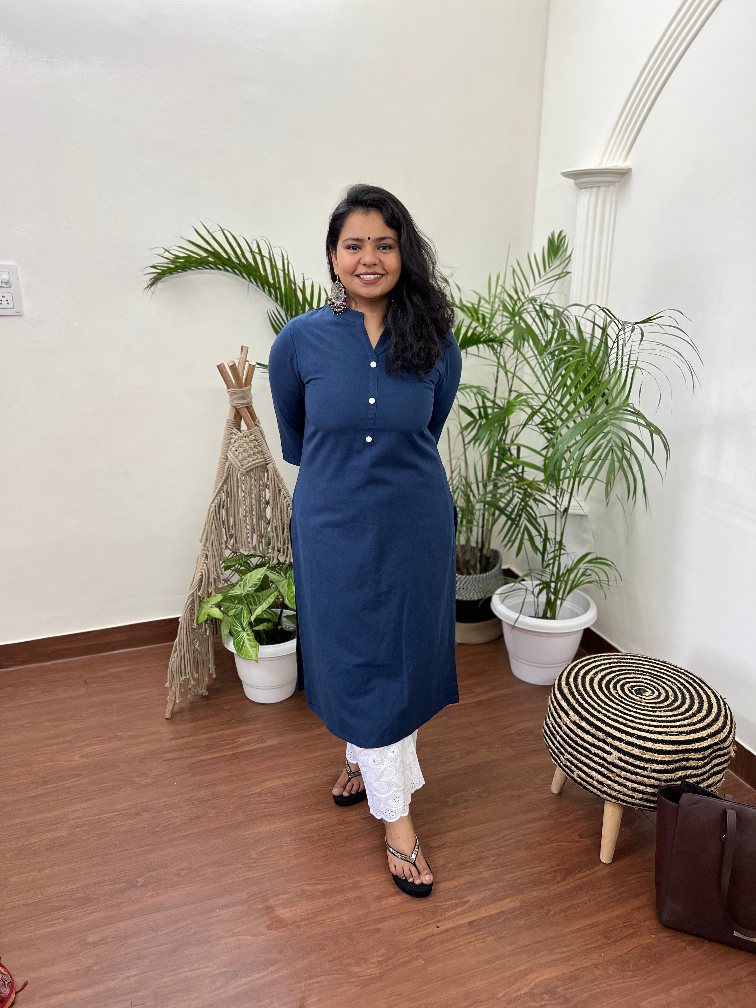 Royal Blue Basic kurta - MYSANSKRITAM