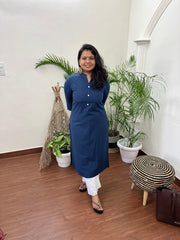 Royal Blue Basic kurta - MYSANSKRITAM