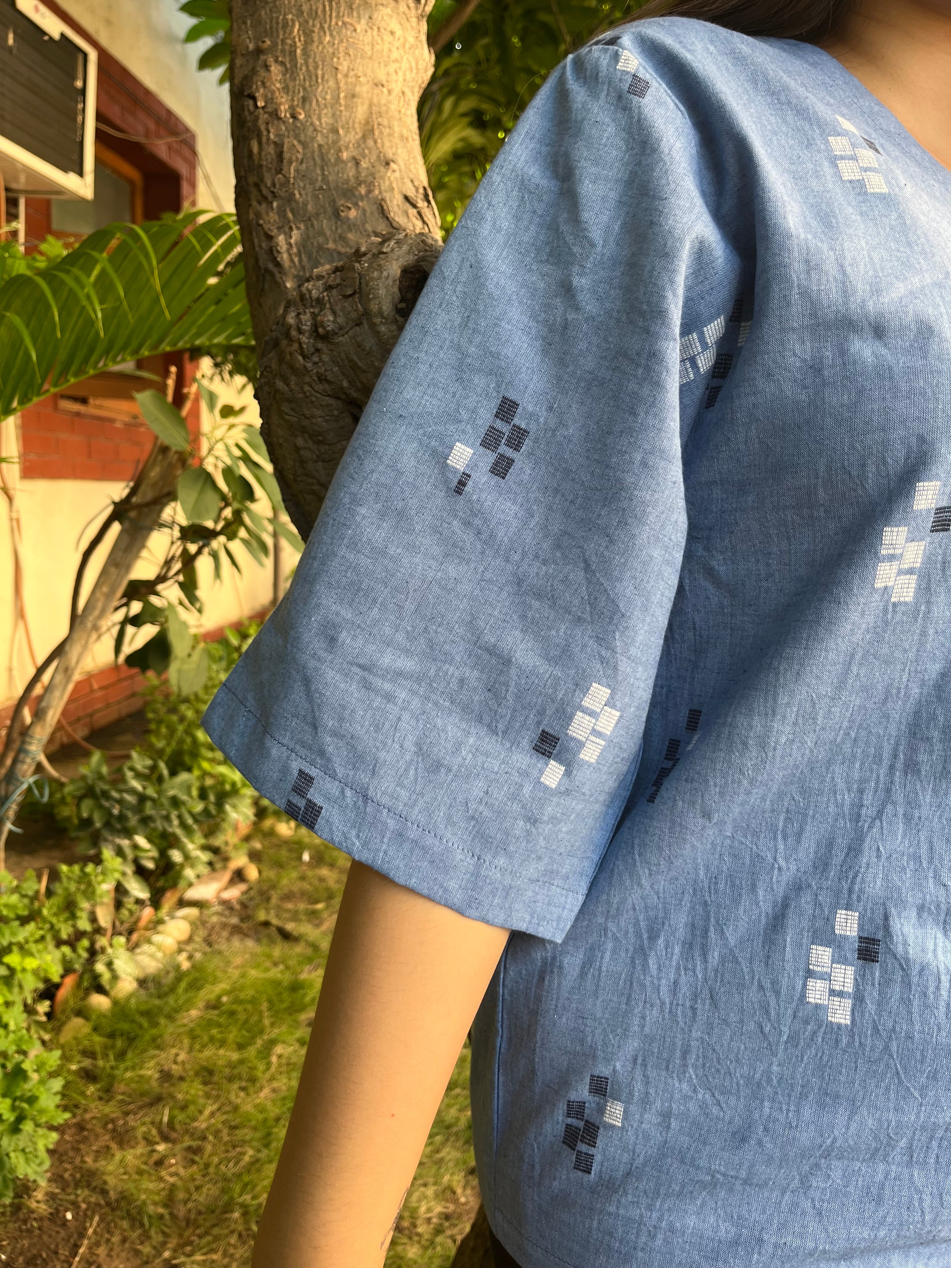 Blue South Cotton Top - MYSANSKRITAM