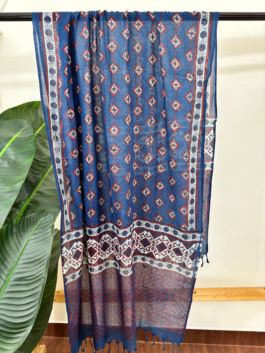 Indigo ajrakh handblock duppata