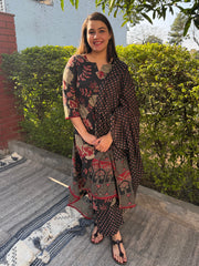 Black Floral Suit Set by MySanskritam