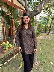 Multi ambi floral woollen short kurti