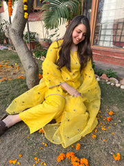 Haldi yellow embroidered Suit set