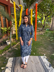 Dark blue floral Kurta