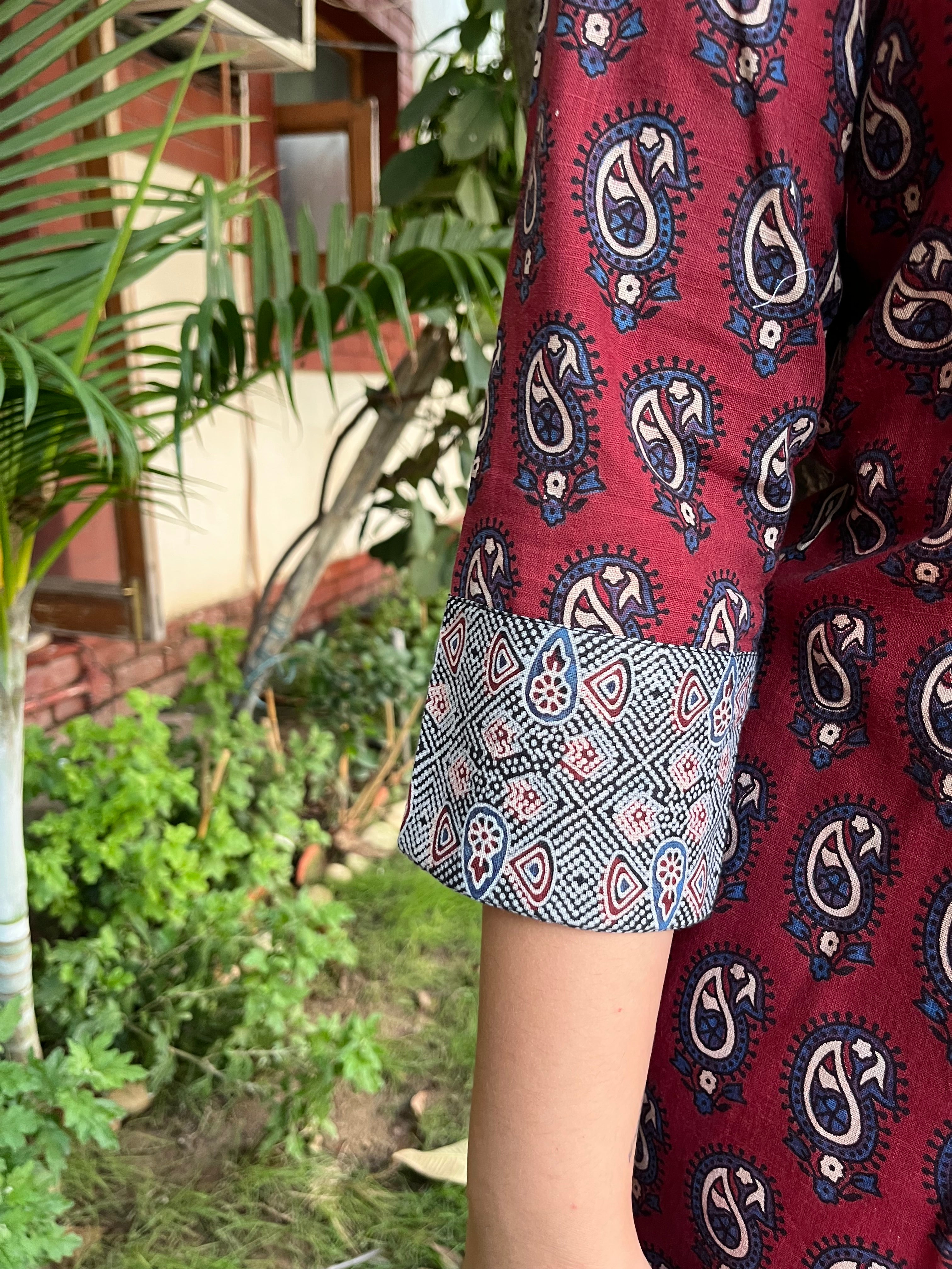 Dark Maroon Ambi kurta - MYSANSKRITAM