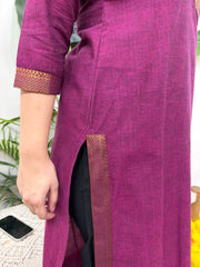 Onion pink Narayanpeth border kurti