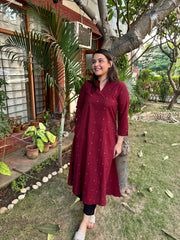 Maroon buti south cotton Aline kurta