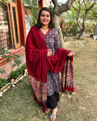 Black ambi suit set with kantha duppata