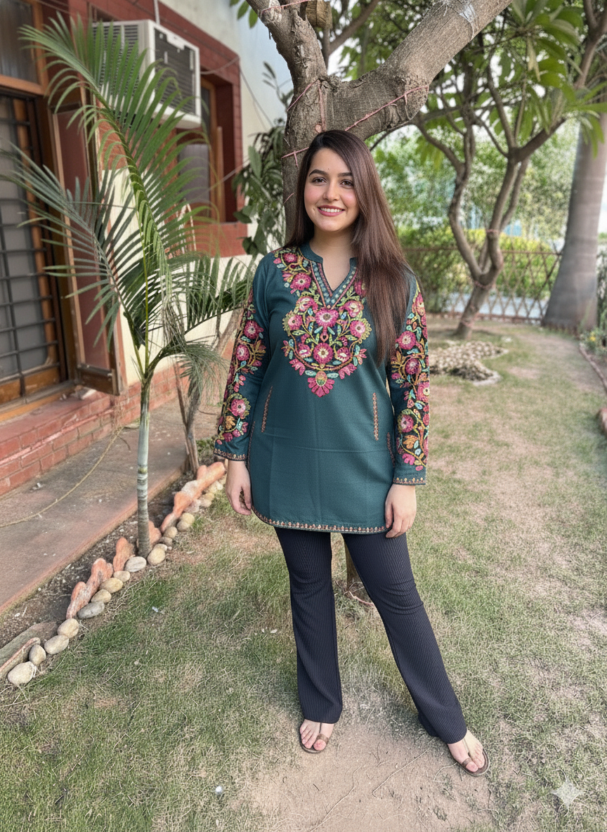 Peacock Phiran style Short kurti