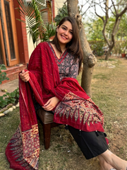 Black ambi suit set with kantha duppata