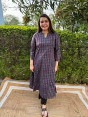 Geometric printed Ban neck A line kurta