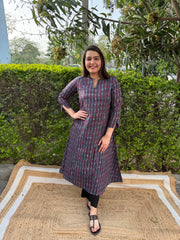 Geometric printed Ban neck A line kurta