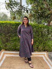 Geometric printed Ban neck A line kurta