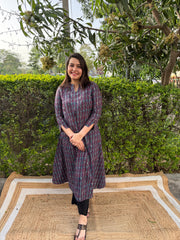 Geometric printed Ban neck A line kurta