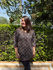 Black ajrakh printed short kurti