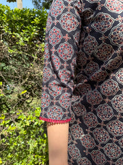 Black ajrakh printed short kurti