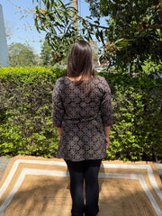 Black ajrakh printed short kurti