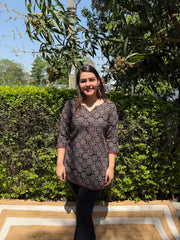 Black ajrakh printed short kurti