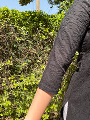 Black Chikankari Ban Neck Kurta