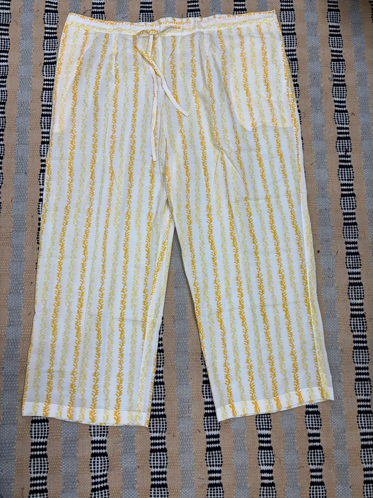 Handblock Cream mustard palazzo