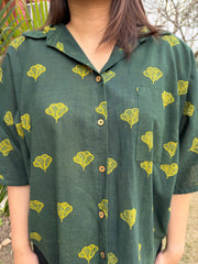Green handblock shirt