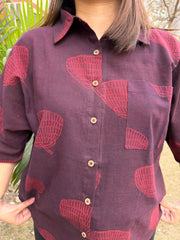 Wine Ajrakh shirt