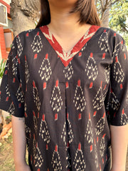 Black Ikkat Print Top