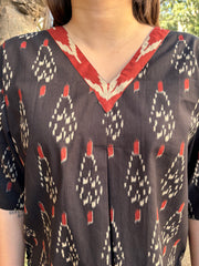 Black Ikkat Print Top