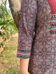 Maroon kantha yoke amber kurta