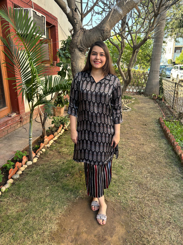 Black ajrakh modal coord set