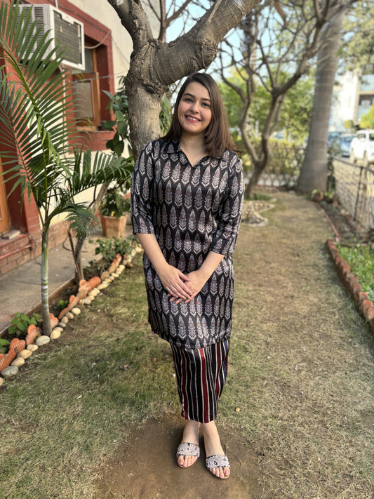 Black leaf modal Kurti
