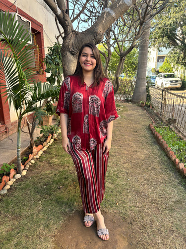 Maroon Jharokha coord set