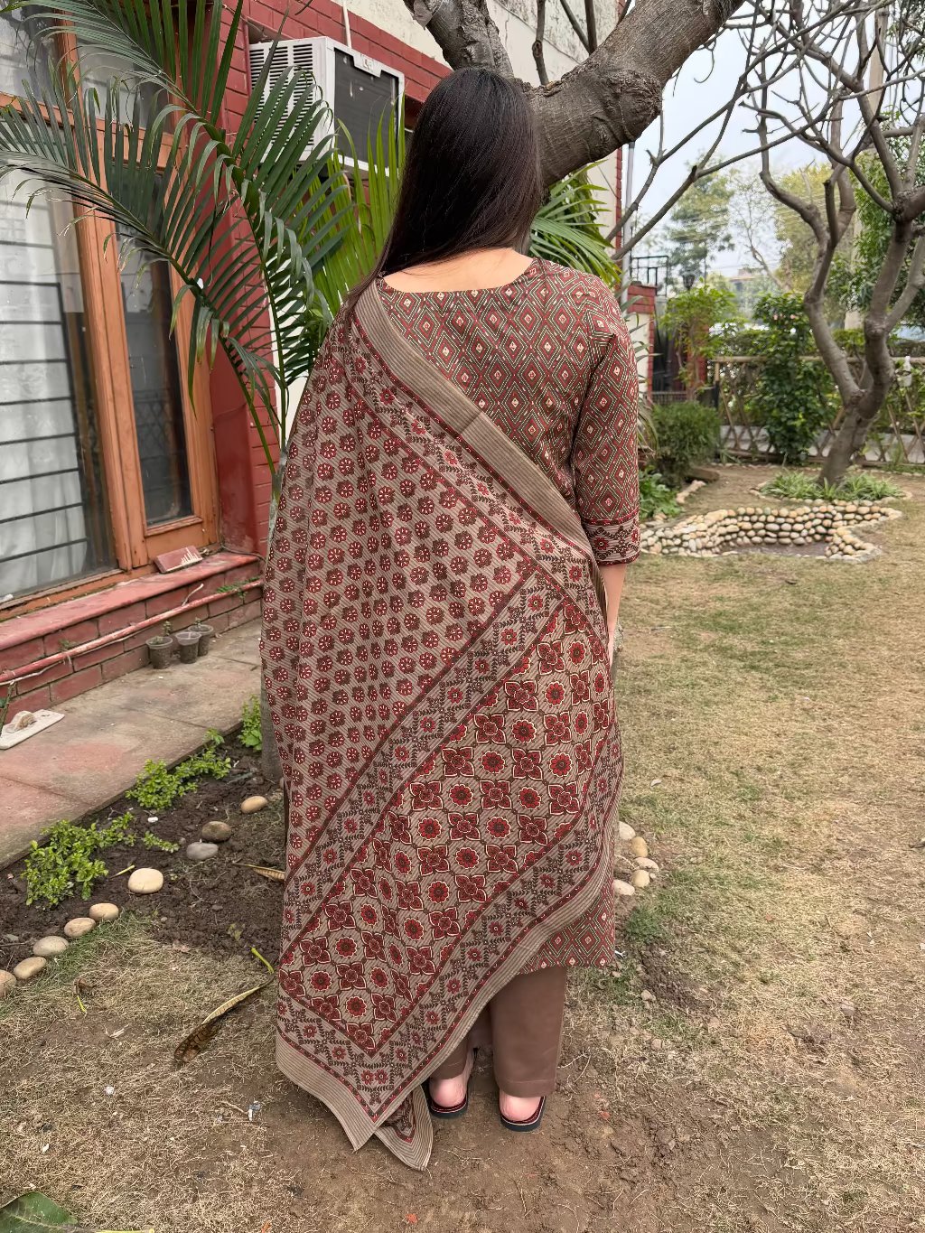 Brown Buti Full Suit Set from the back by MySanskritam