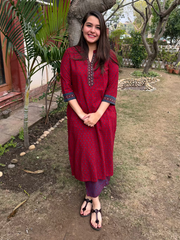 Maroon Water drop Co-ord Set by MySanskritam